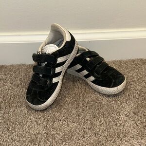 2/$15 - Adidas Kids Black and White Velcro Gazelle Sneakers